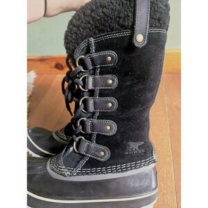 Sorel Women's Joan Of Artic Black Shearling Waterproof Lace-Up Snow Boots US 7.5